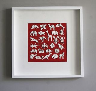 personalised animal alphabet artwork by tiny designs