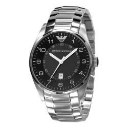 Emporio Armani Men's Stainless Steel Black Dial Watch Armani Men's Armani Watches