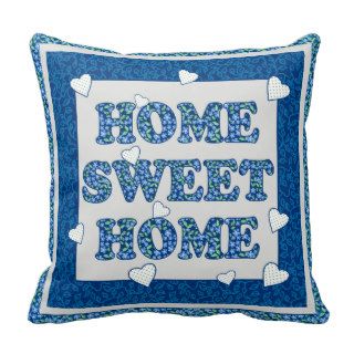 Home Sweet Home Pillow, Blue Mix'n'Match Patterns