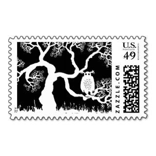 Spooky Owl In Tree Stamp
