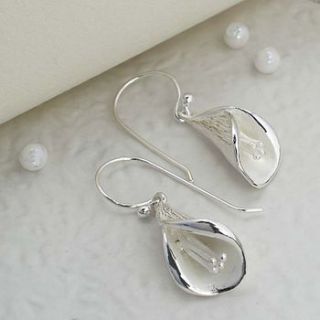 silver calla lily earrings by martha jackson