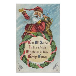 Vintage Christmas, Victorian Santa Claus Posters