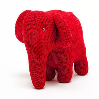 knitted red elephant by the 3 bears one stop gift shop