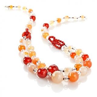 Sally C Treasures Orange Agate and Crystal Layered Necklace