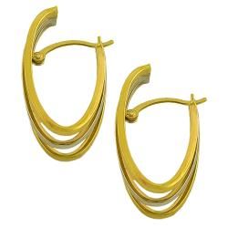 Fremada 14k Two tone Gold 3 row Oval Hoop Earrings Fremada Gold Earrings