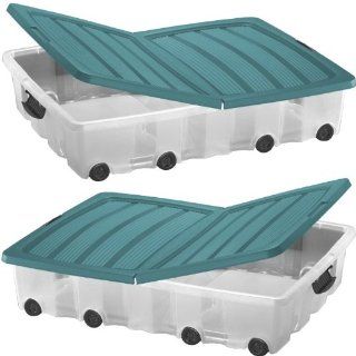Oxid7 Unterbettkommode, Aufbewahrungsbox, Ordnungssystem, Unterbettbox, Rollbox, Rollenbox mit 55 Liter Volumen 2 Stck Küche & Haushalt