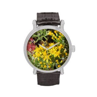 Bee on Yellow Flowers Wristwatches