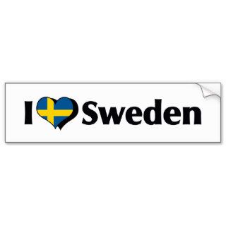 I Love Sweden Flag Bumper Stickers