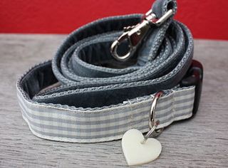 nuage checked dog collar and velvet lead by scrufts