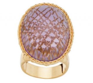 Arte d Oro Bold Oval Gemstone Diamond Cut Ring, 18K Gold —