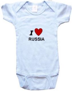I LOVE RUSSIA   Country Series   White, Blue or Pink Baby One Piece Bodysuit Clothing