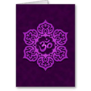 Floral Purple Aum Design Greeting Cards