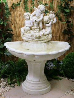 Gartenbrunnen Kaskadenbrunnen mit drei Engelfiguren Garten