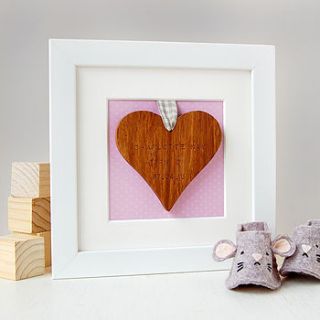 personalised baby framed heart keepsake by clara and macy