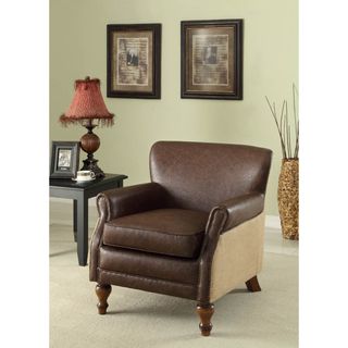 Antique Brown Leather and Natural Jute Club Chair Lounge Chairs