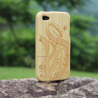 Matek Luxurious Octopus Bamboo Wooden Wood Hard Case Cover for iPhone 4 4S 4G ,253 Cell Phones & Accessories