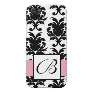 Damask iphone cases with Monogram Pink Cover For iPhone 5