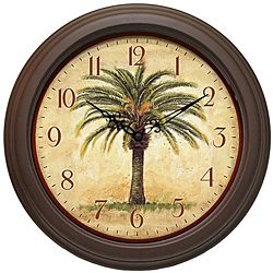 Cabana 12 inch Brown Palm Tree Resin Wall Clock