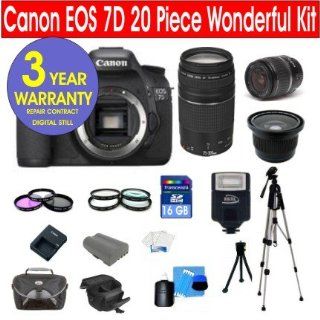 Canon EOS 7D 18 MP Digital SLR Camera Body with Canon EF S 18 55mm IS Lens + Canon 75 300mm f/4 5.6 Telephoto Zoom Lens + .42x Wide Angle Lens with Macro + +1, +2, +4, +10 4 Piece Macro Close Up Kit + 16 GB Memory Card + Multi Coated UV Filter (2) + Multi 