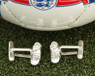 solid silver football boots cufflinks by me and my sport