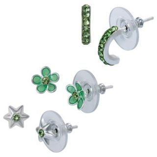 Sterling Silver 3 Pair Set of Star Hoop Earrings