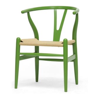 Mid century Modern Green Wood Y Wishbone Chair