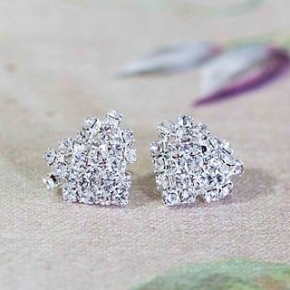 sylvie cluster diamante heart stud earrings by anusha