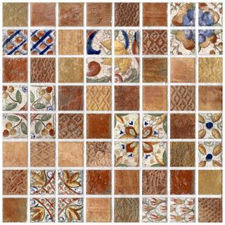 Somertile 7.75x7.75 in Montage Valise 3 Decor Ceramic Tile (pack Of 10)