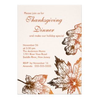 Fall Leaves Thanksgiving Dinner Party Custom Announcements