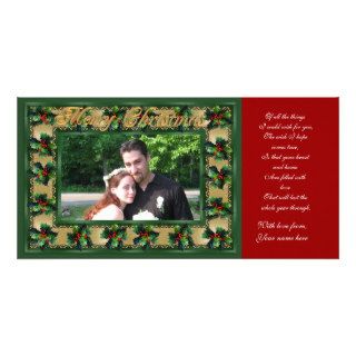 Merry Christmas Holly frame photo card