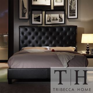 Tribecca Home Tribecca Home Sophie Tufted Dark Brown Faux Leather Queen size Platform Bed Brown Size Queen