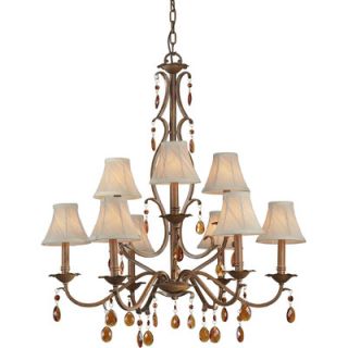Forte Lighting 9 Light Chandelier with Fabric Shades