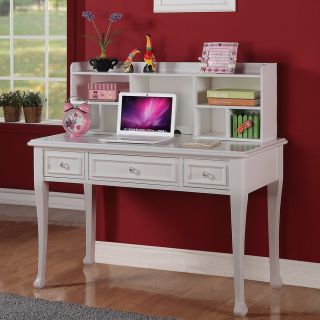 Jeslyn Solid Pine White Finish Desk With Optional Hutch