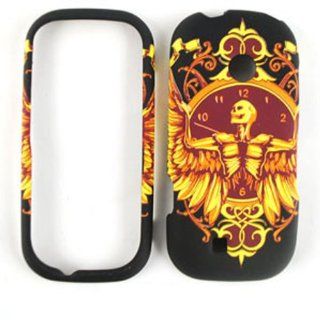 For LG Cosmos 2 VN251 Case Cover   Skelaton with Wings on Black Rubberized Skeleton TE366 Cell Phones & Accessories