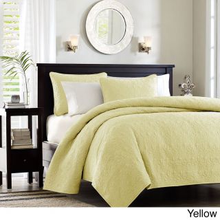 Madison Park Madison Park Mansfield 3 piece Quilted Pattern Coverlet Mini Set Yellow Size Full  Queen