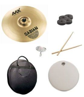 Sabian 18 Inch AAX X Plosion Crash Brilliant Finish Pack with Cymbal Bag, Snare Head, Drumsticks, Drum Key, and Cymbal Felts Musical Instruments