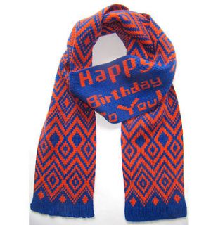 personalised happy birthday scarf by one woman collective