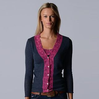 fuchsia wide lace cardigan and camisole set by palace london