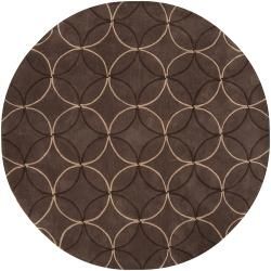Hand tufted Contemporary Brown Retro Chic Brown Geometric Abstract Rug (8 Round)