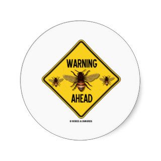 Warning Bees Ahead Yellow Diamond Warning Sign Stickers