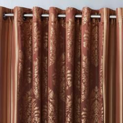 Best Home Fashion Wide Width Damask Jacquard Grommet 84 inch Curtain Pair Brown Size 90 x 84