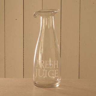 'tap water ' or 'fresh juice' glass decanter by ella james