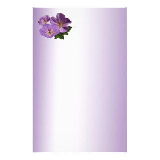 Purple Geranium Flowers Stationery Design