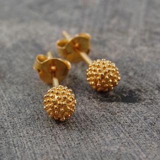 18k gold tiny bubble stud earrings by otis jaxon silver and gold jewellery