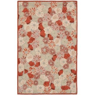 Martha Stewart Poppy Field Cayenne Red Wool/ Viscose Rug (4 X 6)