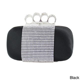 Jacki Design Satin Rhinestone Knuckle Ring Clutch Clutches & Evening Bags