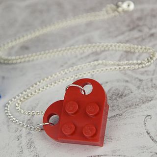 building brick heart plate pendant necklace by ellie ellie