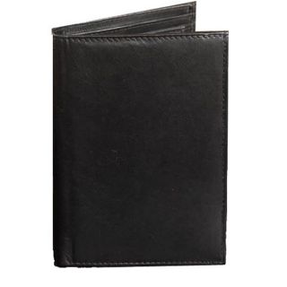 Kozmic Black Leather Passport Cover With Credit Card Slots