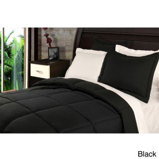 Epoch Hometex, Inc Nanofibre Water And Stain Resistant Down Alternative 3 piece Comforter Set Black Size Twin