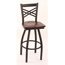 Cambridge Black Solid Wood 25 inch Counter Swivel Stool With Dark Cherry Maple Seat